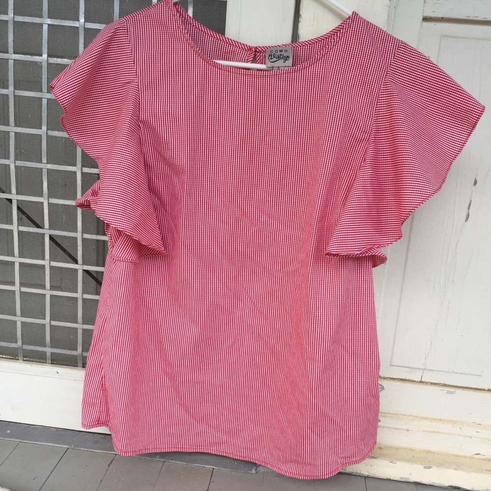 Como Vintage Red Gingham Blouse